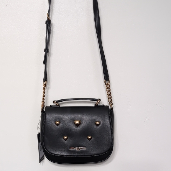 Karl Lagerfeld Paris Saddle Heart Studded Crossbody - Picture 8 of 10